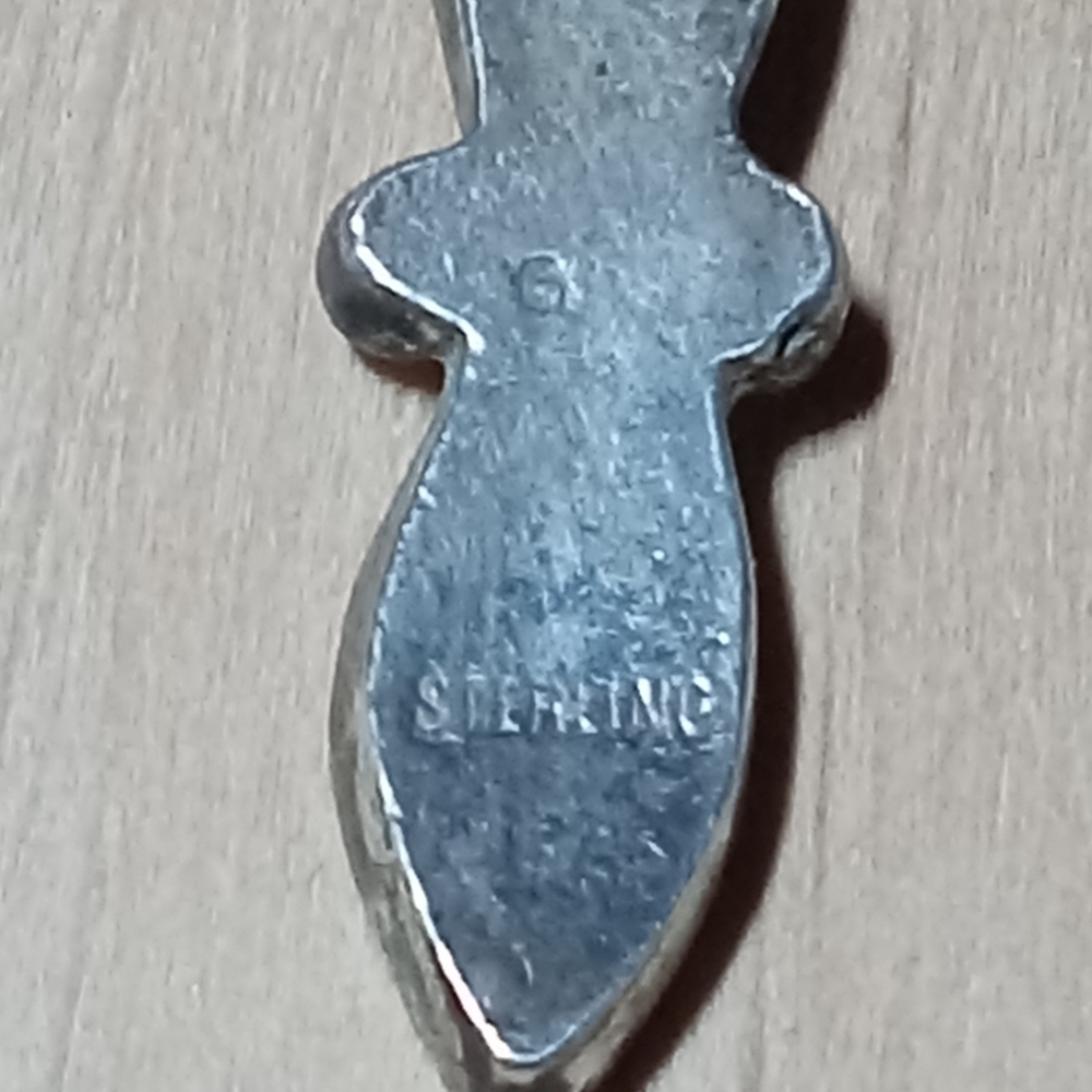 * Vintage zuni native american style crushed turq and sterling silver necklace - Picture 5 of 6